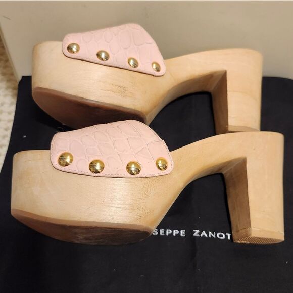 Giuseppe Zanotti Pink Croc-Embossed Leather Open Toe Clogs Sz.9/39 Ret.$595 - Picture 9 of 12